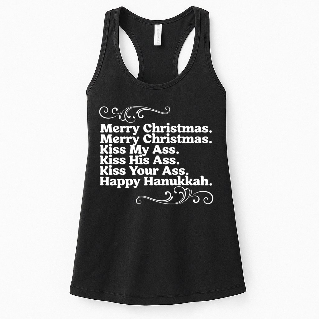 Merry Christmas K.iss My Ass Quote Christmas Vacation Womens Tank Top