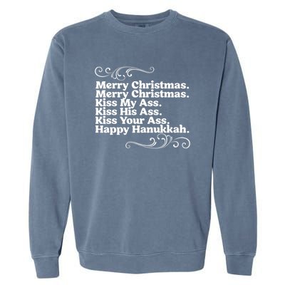 Merry Christmas K.iss My Ass Quote Christmas Vacation Garment-Dyed Sweatshirt