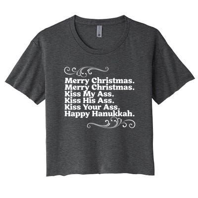 Merry Christmas K.iss My Ass Quote Christmas Vacation Women's Crop Top Tee