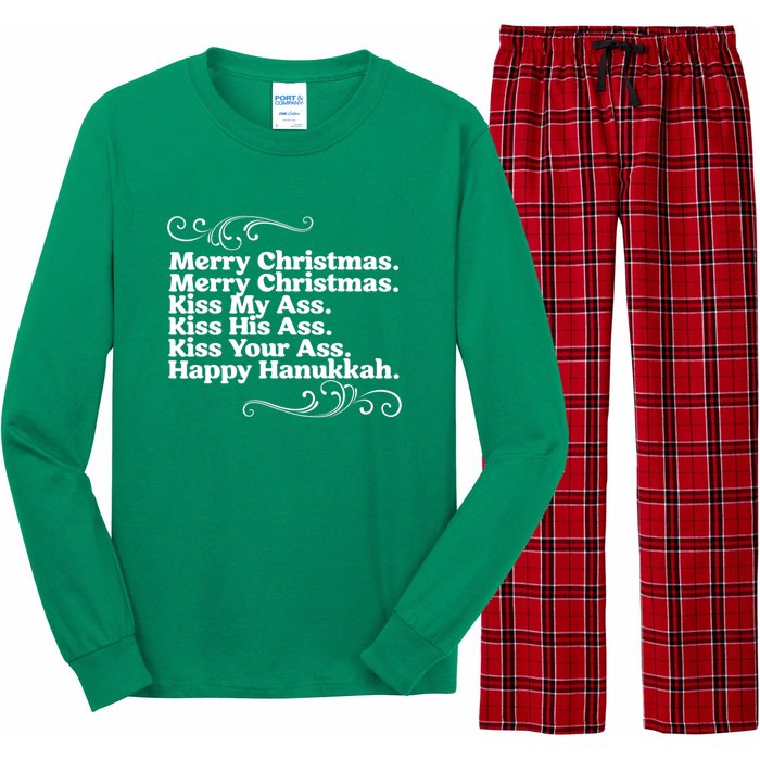 Merry Christmas K.iss My Ass Quote Christmas Vacation Long Sleeve Pajama Set