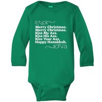 Merry Christmas K.iss My Ass Quote Christmas Vacation Baby Long Sleeve Bodysuit