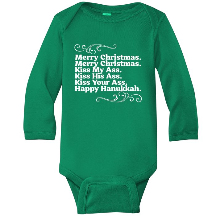 Merry Christmas K.iss My Ass Quote Christmas Vacation Baby Long Sleeve Bodysuit