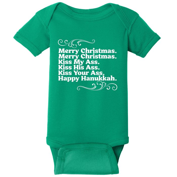 Merry Christmas K.iss My Ass Quote Christmas Vacation Baby Bodysuit