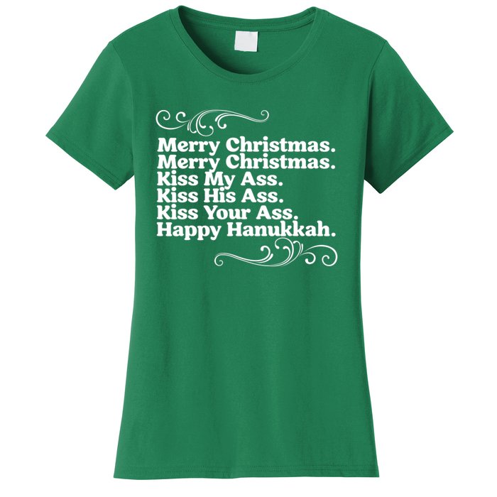 Merry Christmas K.iss My Ass Quote Christmas Vacation Women's T-Shirt