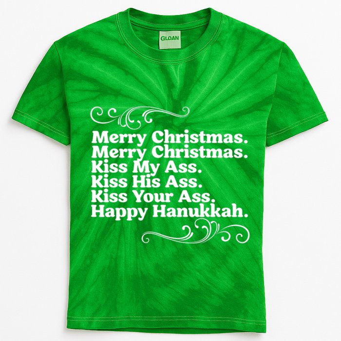 Merry Christmas K.iss My Ass Quote Christmas Vacation Kids Tie-Dye T-Shirt