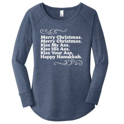 Merry Christmas K.iss My Ass Quote Christmas Vacation Women's Perfect Tri Tunic Long Sleeve Shirt