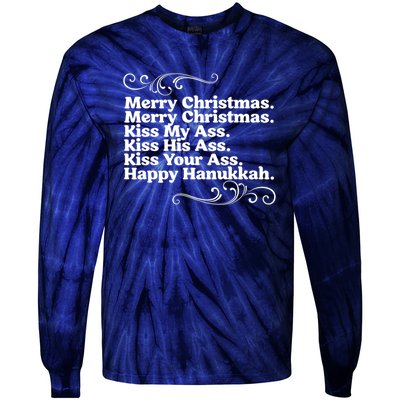 Merry Christmas K.iss My Ass Quote Christmas Vacation Tie-Dye Long Sleeve Shirt