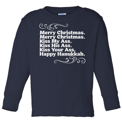 Merry Christmas K.iss My Ass Quote Christmas Vacation Toddler Long Sleeve Shirt