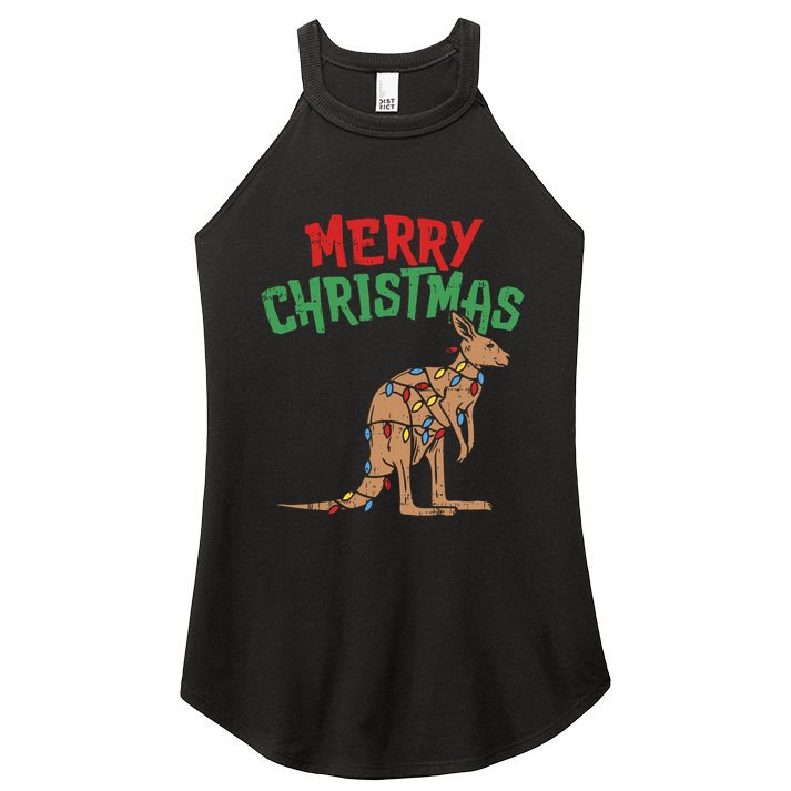 Merry Christmas Kangaroo Australian Australia Gift Women's Perfect Tri Rocker Tank