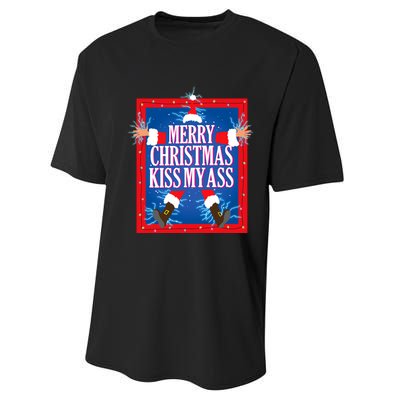 Merry Christmas Kiss My Ass Funny Christmas Vacation Movie Performance Sprint T-Shirt