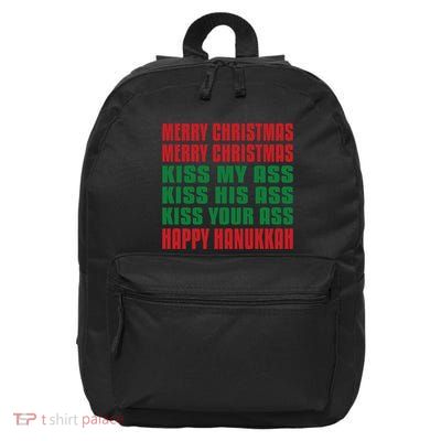 Merry Christmas Kiss My Ass Funny Hanukkah Vacation 16 in Basic Backpack