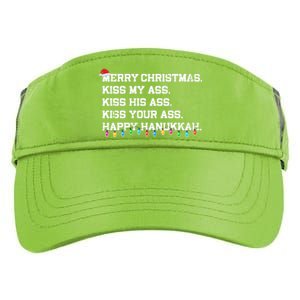 Merry Christmas Kiss My Ass His Ass Your Ass Happy Hanukkah Long Sleeve Adult Drive Performance Visor