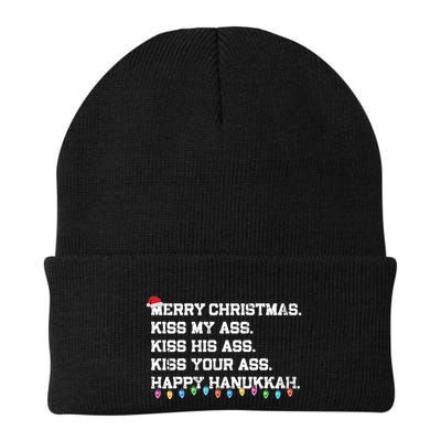 Merry Christmas Kiss My Ass His Ass Your Ass Happy Hanukkah Long Sleeve Beanie