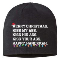 Merry Christmas Kiss My Ass His Ass Your Ass Happy Hanukkah Long Sleeve Sustainable Beanie