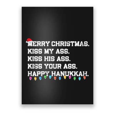 Merry Christmas Kiss My Ass His Ass Your Ass Happy Hanukkah Long Sleeve Poster
