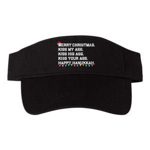 Merry Christmas Kiss My Ass His Ass Your Ass Happy Hanukkah Long Sleeve Valucap Bio-Washed Visor