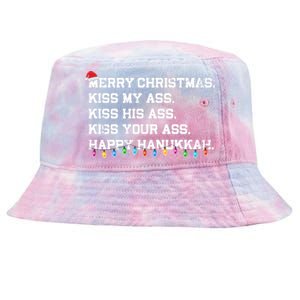 Merry Christmas Kiss My Ass His Ass Your Ass Happy Hanukkah Long Sleeve Tie-Dyed Bucket Hat