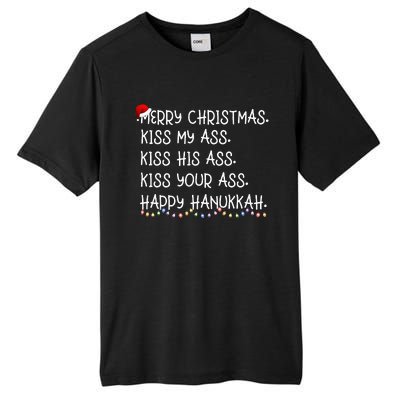 Merry Christmas Kis.s My Ass His Ass Your Ass Happy Hanukkah Tall Fusion ChromaSoft Performance T-Shirt