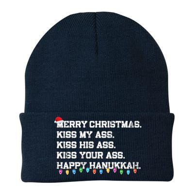 Merry Christmas Kiss My Ass His Ass Your Ass Happy Hanukkah Knit Cap Winter Beanie