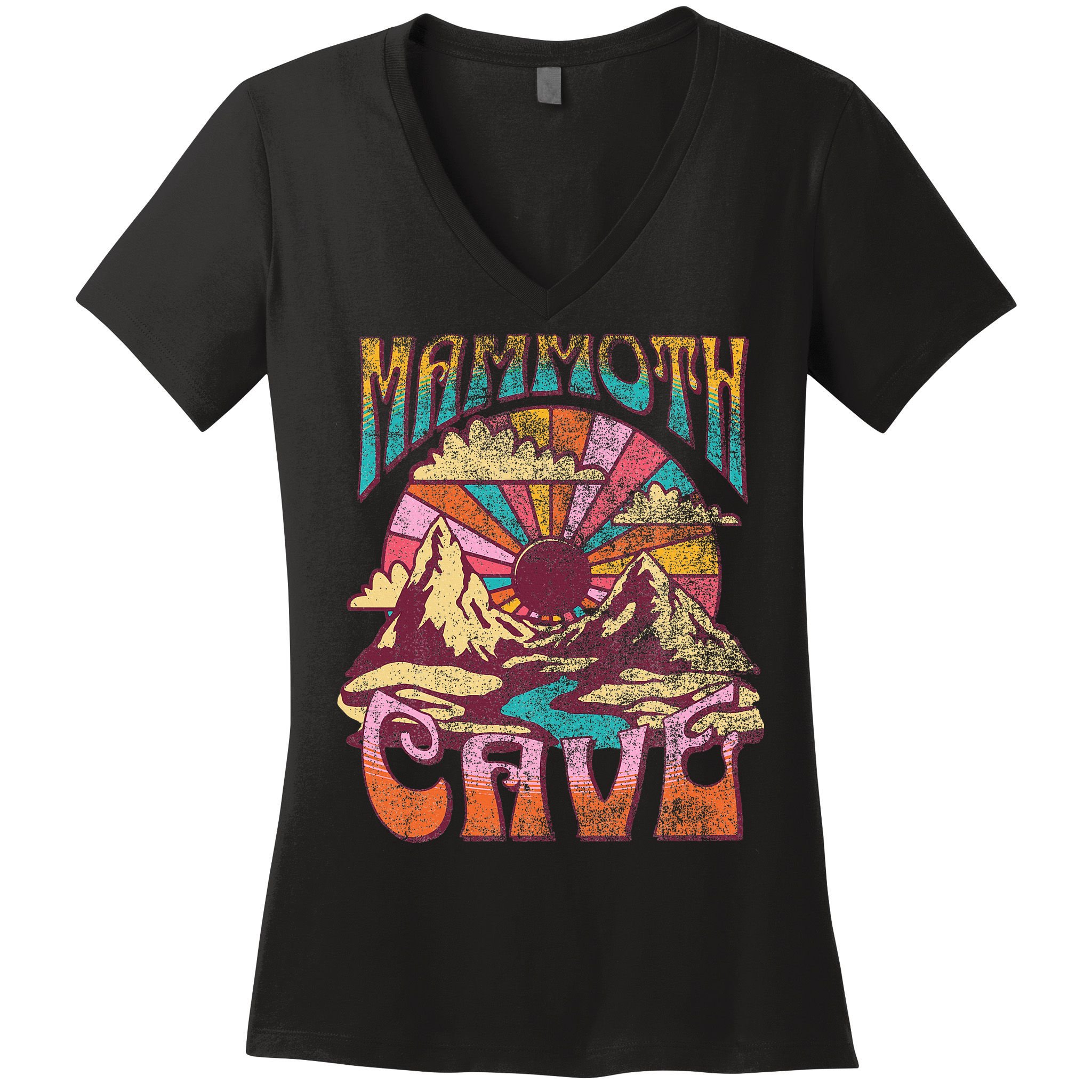 Mammoth Cave Kentucky Nature Hiking Mountains Outdoors Retro Women's V-Neck T-Shirt