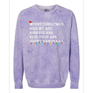 Merry Christmas Ki.ss My Ass His Ass Your Ass Happy Hanukkah  Colorblast Crewneck Sweatshirt