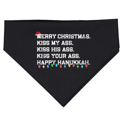 Merry Christmas Ki.ss My Ass His Ass Your Ass Happy Hanukkah  USA-Made Doggie Bandana