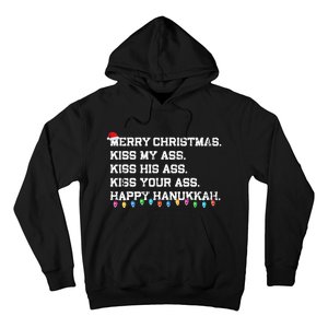 Merry Christmas Ki.ss My Ass His Ass Your Ass Happy Hanukkah  Hoodie