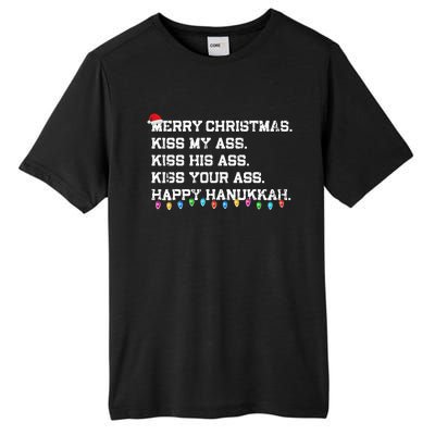 Merry Christmas Ki.ss My Ass His Ass Your Ass Happy Hanukkah  Tall Fusion ChromaSoft Performance T-Shirt