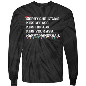 Merry Christmas Ki.ss My Ass His Ass Your Ass Happy Hanukkah  Tie-Dye Long Sleeve Shirt