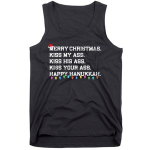 Merry Christmas Ki.ss My Ass His Ass Your Ass Happy Hanukkah  Tank Top