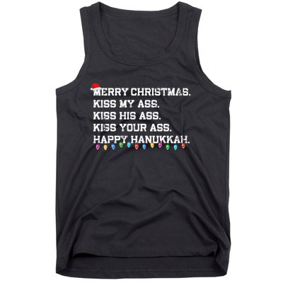 Merry Christmas Ki.ss My Ass His Ass Your Ass Happy Hanukkah  Tank Top