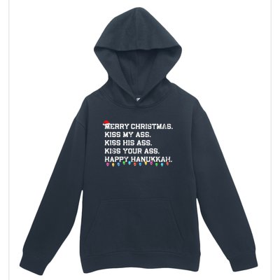 Merry Christmas Ki.ss My Ass His Ass Your Ass Happy Hanukkah  Urban Pullover Hoodie