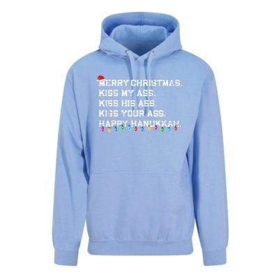 Merry Christmas Ki.ss My Ass His Ass Your Ass Happy Hanukkah  Unisex Surf Hoodie