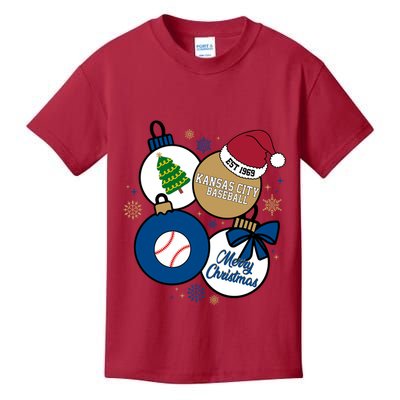 Merry Christmas Kansas City Baseball Est 1969 Kids T-Shirt