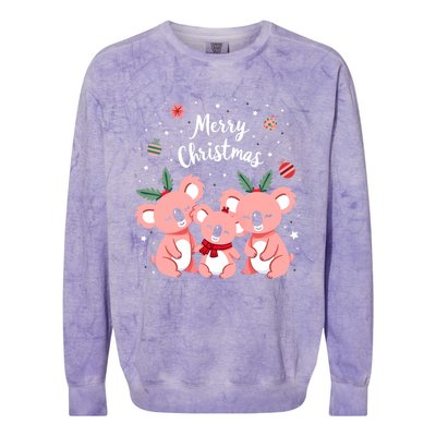 Merry Christmas Koala Bear Santa Hat Claus Animal Xmas Gift Colorblast Crewneck Sweatshirt