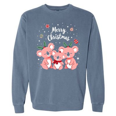 Merry Christmas Koala Bear Santa Hat Claus Animal Xmas Gift Garment-Dyed Sweatshirt