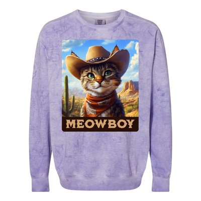 Meowboy Cowboy Kitten Western Whiskers Cat Colorblast Crewneck Sweatshirt