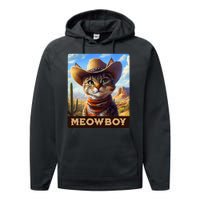 Meowboy Cowboy Kitten Western Whiskers Cat Performance Fleece Hoodie