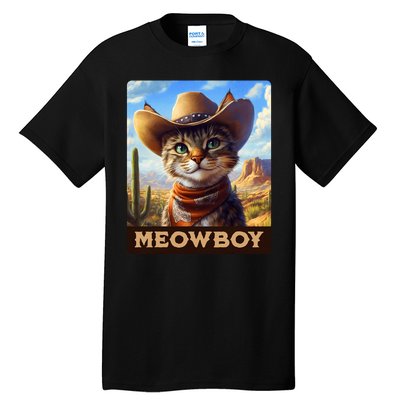 Meowboy Cowboy Kitten Western Whiskers Cat Tall T-Shirt