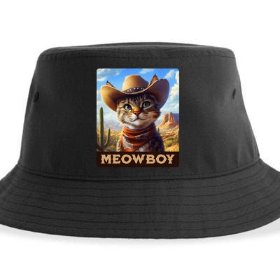 Meowboy Cowboy Kitten Western Whiskers Cat Sustainable Bucket Hat