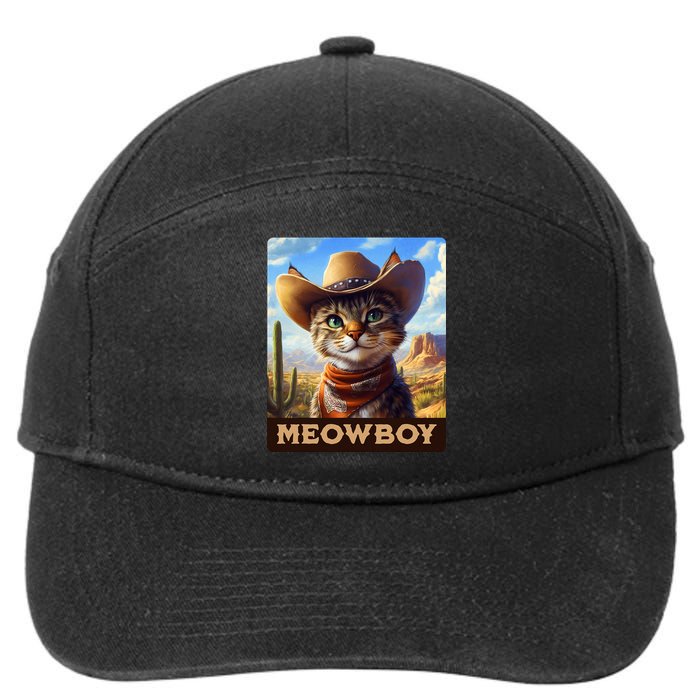 Meowboy Cowboy Kitten Western Whiskers Cat 7-Panel Snapback Hat