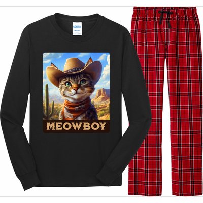 Meowboy Cowboy Kitten Western Whiskers Cat Long Sleeve Pajama Set