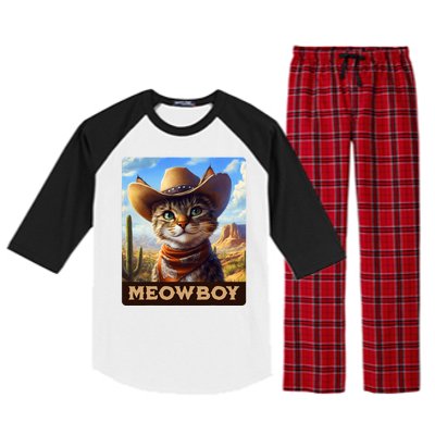 Meowboy Cowboy Kitten Western Whiskers Cat Raglan Sleeve Pajama Set