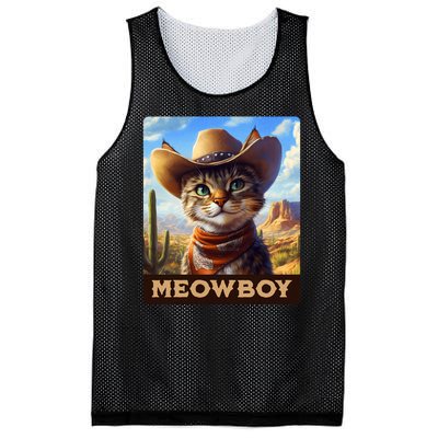 Meowboy Cowboy Kitten Western Whiskers Cat Mesh Reversible Basketball Jersey Tank