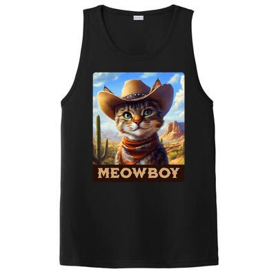 Meowboy Cowboy Kitten Western Whiskers Cat PosiCharge Competitor Tank