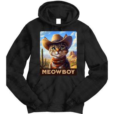 Meowboy Cowboy Kitten Western Whiskers Cat Tie Dye Hoodie