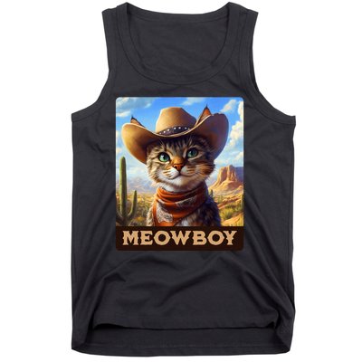 Meowboy Cowboy Kitten Western Whiskers Cat Tank Top