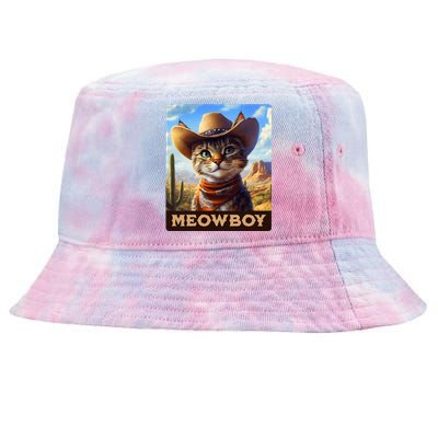 Meowboy Cowboy Kitten Western Whiskers Cat Tie-Dyed Bucket Hat