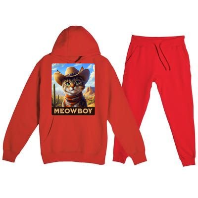 Meowboy Cowboy Kitten Western Whiskers Cat Premium Hooded Sweatsuit Set