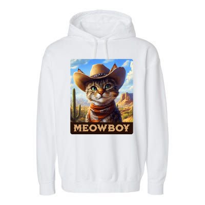 Meowboy Cowboy Kitten Western Whiskers Cat Garment-Dyed Fleece Hoodie